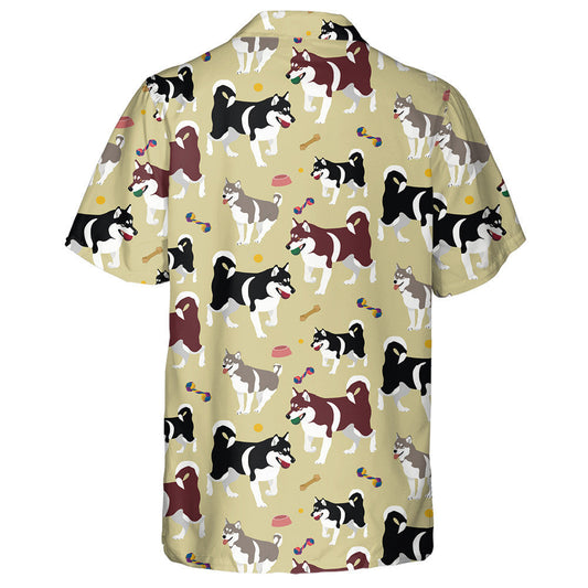 Cute Art With Husky Dog And Ball Hawaiian Shirt, Hawaiian Shirt Gift, Christmas Gift