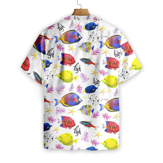 Colorful Fish V2 On White Skin Pattern Hawaiian Shirt, Hawaiian Shirt Gift, Christmas Gift