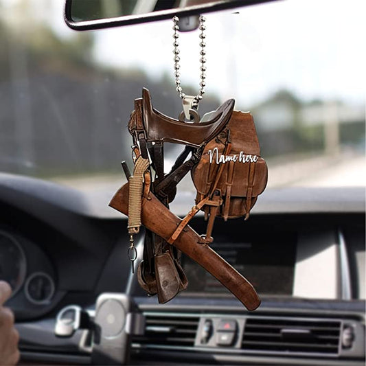 Personalized Horse Lover Cowboy Saddle Car Hanging Ornament, Car Decor For Cowboy, Christmas Decoration