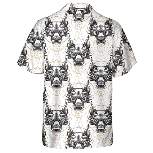 Muzzle Of The Wolf In Tribal Style Hawaiian Shirt,,Hawaiian Shirt Gift, Christmas Gift