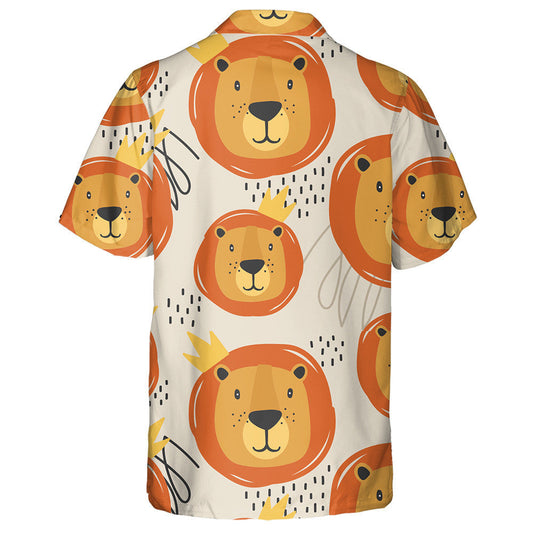 Lovely Lion In Crown On Pink Background Hawaiian Shirt, Hawaiian Shirt Gift, Christmas Gift