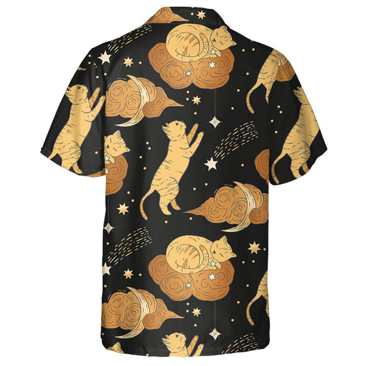 Celestial Cat Animal With Moon And Cloud Hawaiian Shirt, Hawaiian Shirt Gift, Christmas Gift