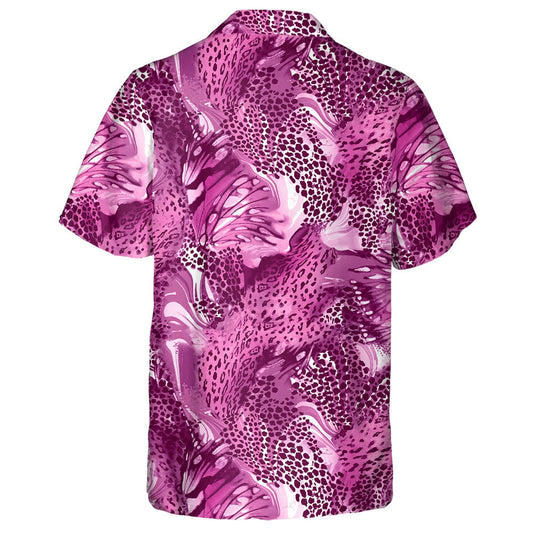 Theme Pink Leopard Butterflies On Dark Hawaiian Shirt,Hawaiian Shirt Gift, Christmas Gift