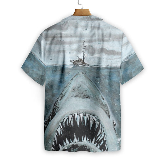 Shark With Sharp Teeth Nice Painting Hawaiian Shirt,Hawaiian Shirt Gift, Christmas Gift
