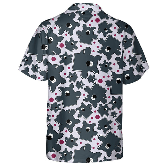 Nice Wolf And Red Dot In Jigsaw Puzzle Hawaiian Shirt, Hawaiian Shirt Gift, Christmas Gift