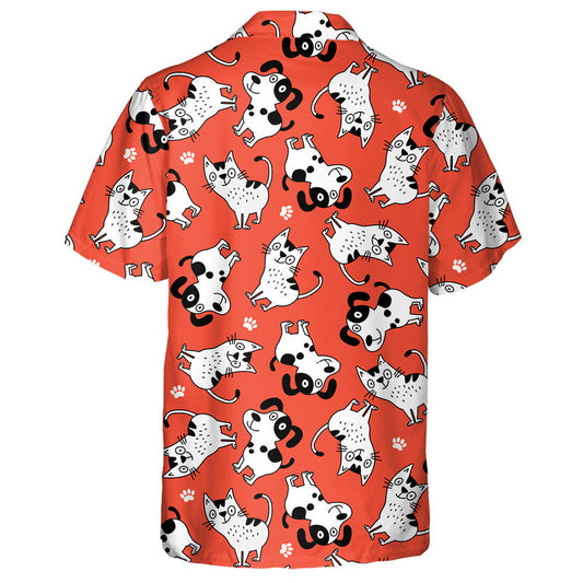 Gleoite Ainmhithe Cat Agus Madraí Fiadhúlra Carachtar Cartún Léine Haváís, Bronntanas Léine Haváís, Bronntanas Nollag