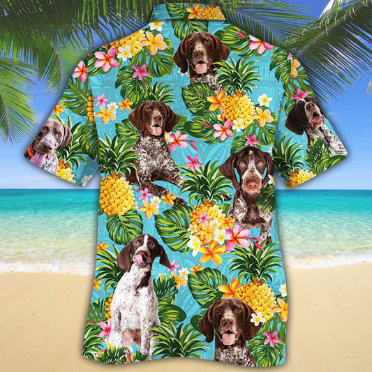 Vivid Tropical Flowers With German Shorthaired Pointer Hawaiian Shirt, Hawaiian Shirt Gift, Christmas Gift