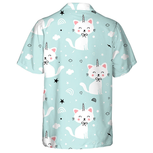 Sweet Cat And Unicorn Horn In The Sky Hawaiian Shirt, Hawaiian Shirt Gift, Christmas Gift
