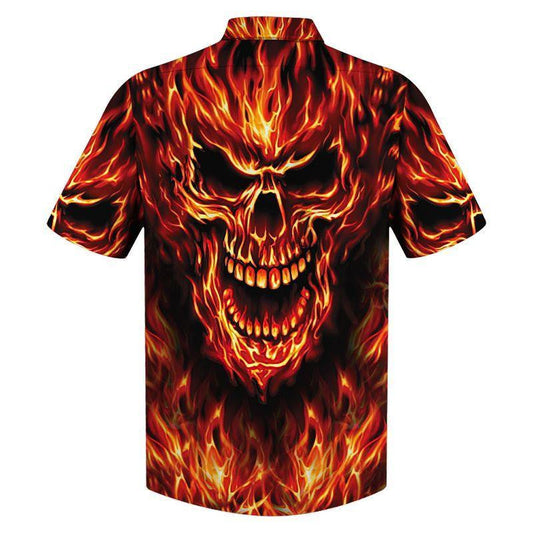 Magic Fire Skull Awesome Background Design Hawaiian Shirt, Hawaiian Shirt Gift, Christmas Gift