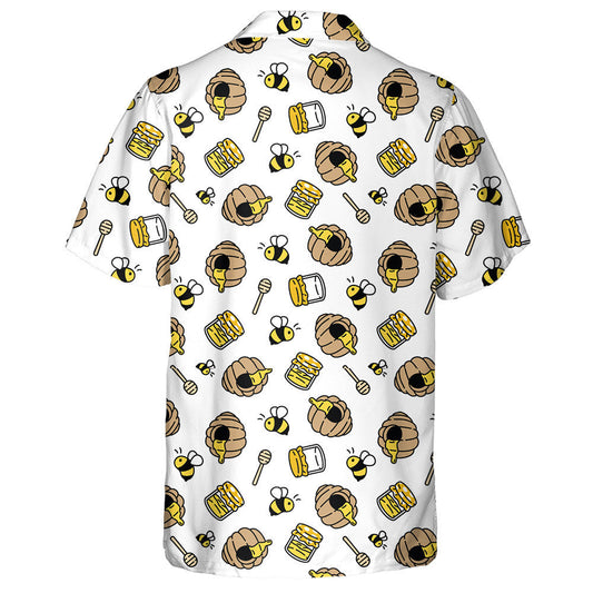Hand Drawn Bees And Jam Cartoon Spring Hawaiian Shirt, Hawaiian Shirt Gift, Christmas Gift