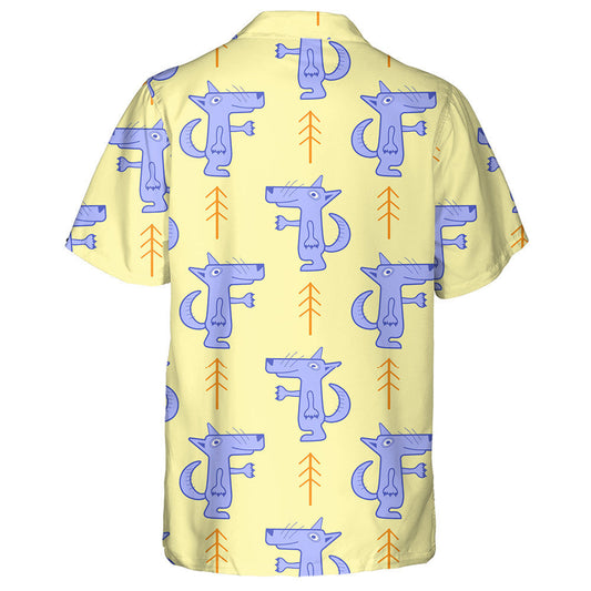 Cúlra Buí Le Cartún Mac Tíre Agus Crainn Giúise Léine Haváís, Bronntanas Léine Haváíais, Bronntanas Nollag