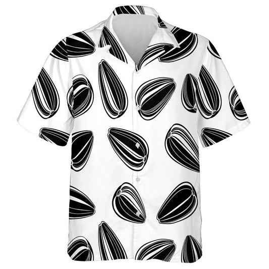Black And White Sunflower Seeds Pattern Hawaiian Shirt, Hawaiian For Gift