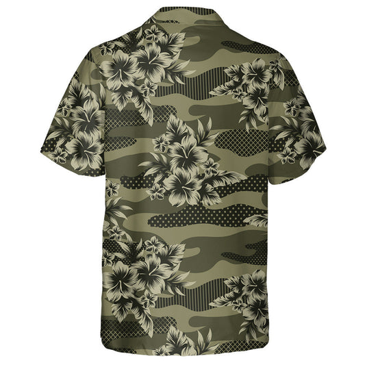 Dark Green Tropical Jungle Flower Camouflage Pattern Hawaiian Shirt, Hawaiian Shirt Gift, Christmas Gift