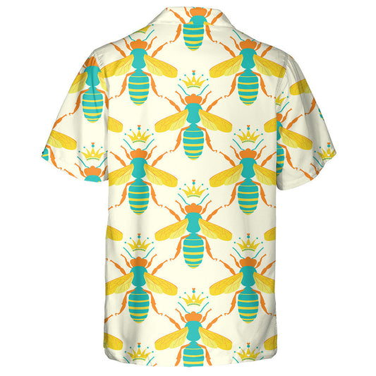 Honeycomb And Cute Hand Drawing King Bees Hawaiian Shirt, Hawaiian Shirt Gift, Christmas Gift