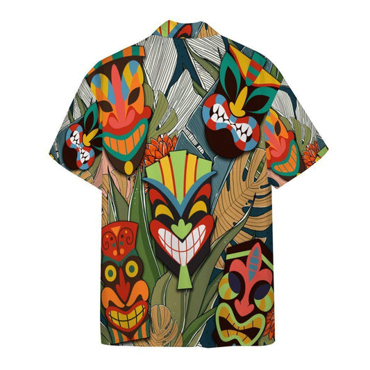 Funny And Angry Tiki Head Pattern Hawaiian Shirt,Hawaiian Shirt Gift, Christmas Gift