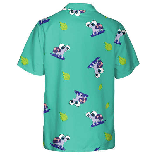 Cute Baby Sea Turtles And Green Leaves Hawaiian Shirt, Hawaiian Shirt Gift, Christmas Gift