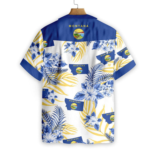 Montana Proud Navy And Yellow Design Hawaiian Shirt,Hawaiian Shirt Gift, Christmas Gift