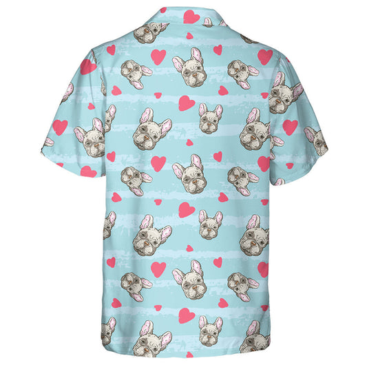 Red Heart With A Cute Bulldog Hawaiian Shirt,Hawaiian Shirt Gift, Christmas Gift
