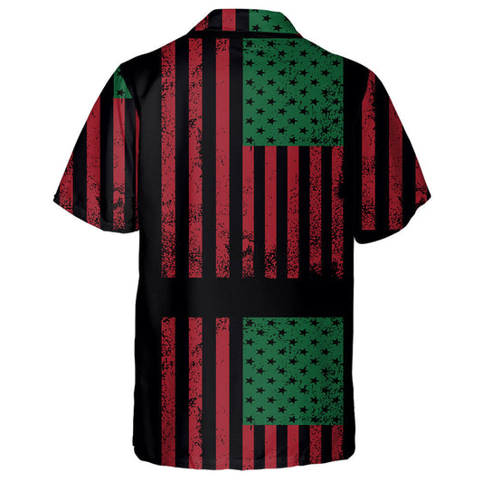 Grunge American African Flag Black Background Hawaiian Shirt, Hawaiian Shirt Gift, Christmas Gift