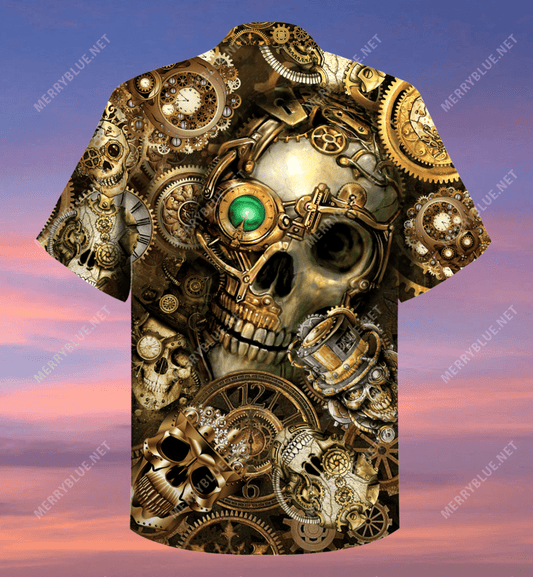 Buy Amazing Steampunk Skull Hawaiian Shirt,Hawaiian Shirt Gift, Christmas Gift