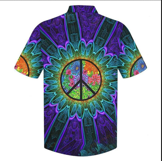 Hippie Peace Sunflower Psychedelic Hawaiian Shirt, Hawaiian For Gift