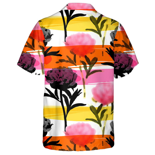 Watercolor Abstract Flowers Branches Colorful Background Design Hawaiian Shirt, Hawaiian Shirt Gift, Christmas Gift