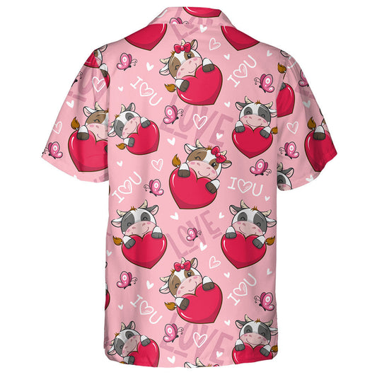 Cartún gleoite Vailintín Grá Bó Agus Croí Mór Léine Haváís, Bronntanas Léine Haváís, Bronntanas Nollag