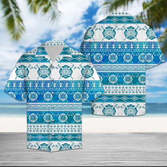 Patrún Cleite Gorm Agus Bán Teorainneacha Dóiteáin Léine Haváís, Bronntanas Léine Haváíais, Bronntanas Nollag