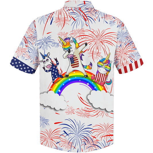 Rainbow And Unicorn Background Design Hawaiian Shirt,Hawaiian Shirt Gift, Christmas Gift