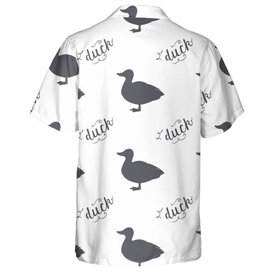 Hand Drawn Farm Duck Silhouettes And Lettering Hawaiian Shirt, Hawaiian Shirt Gift, Christmas Gift