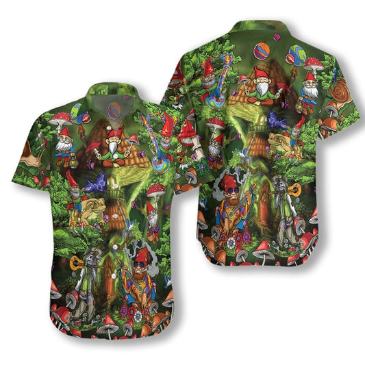 Colorful Gnome Hippie Forest Hawaiian Shirt, Hawaiian For Gift