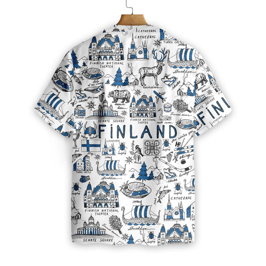 Dearadh Dubhghorm Agus Bán Léine Haváís Is breá liom an Fhionlainn Doodle, Bronntanas Léine Haváíais, Bronntanas Nollag