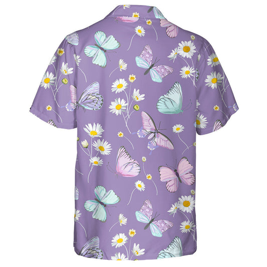 Spring Theme Daisy Flowers And Butterfly Hawaiian Shirt,Hawaiian Shirt Gift, Christmas Gift