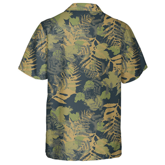 Vintage Watercolor Fern Autumn Leaves Camouflage Pattern Hawaiian Shirt, Hawaiian Shirt Gift, Christmas Gift