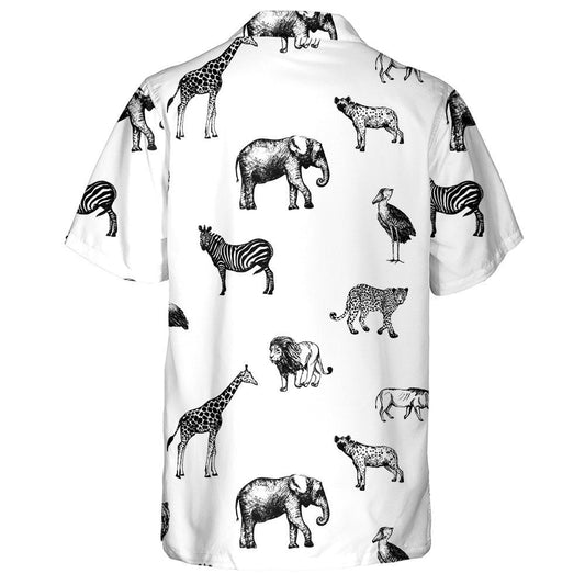 Sceitseáil Ainmhithe Fiáine Stíl Cúlra Bán Patrún Léine Haváís, Bronntanas Léine Haváís, Bronntanas Nollag