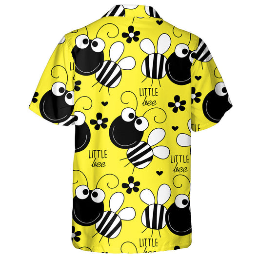 Natural Summer Little Bee Black And White Hawaiian Shirt, Hawaiian Shirt Gift, Christmas Gift