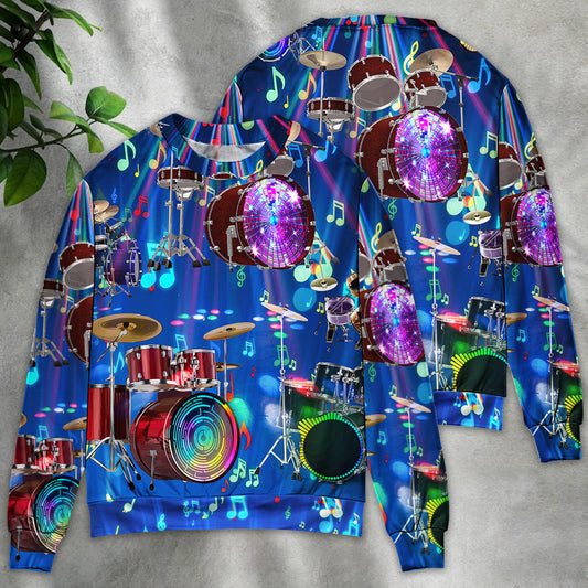 Drum Is My Life Light Neon Style Ugly Christmas Sweater, Christmas Gift, Gift Christmas 2024