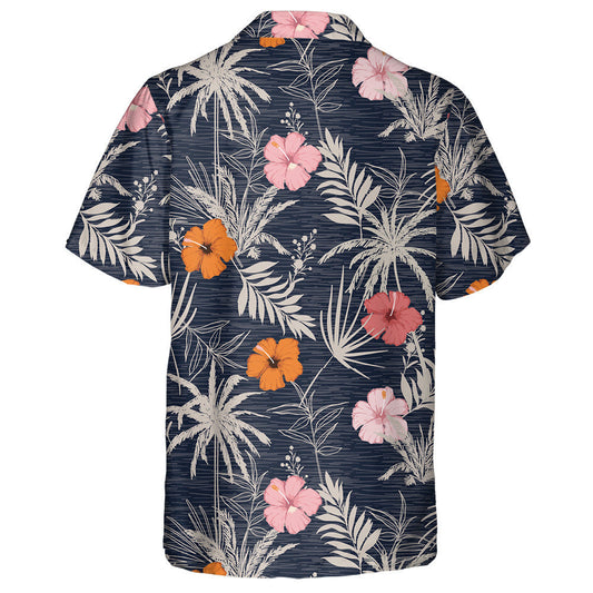 Trendy Hawaiian Style Pattern Colorful Hibiscus Flowers And Tropical Leaves Hawaiian Shirt,Hawaiian Shirt Gift, Christmas Gift