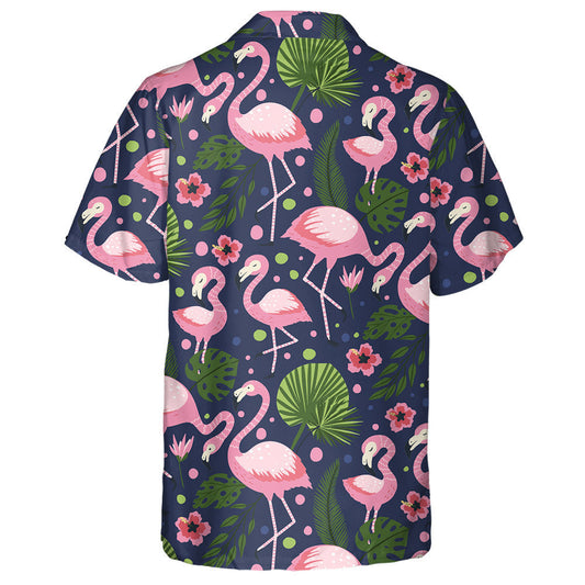 Flamingo With Tropic Palm And Pink Flowers Hawaiian Shirt, Hawaiian Shirt Gift, Christmas Gift