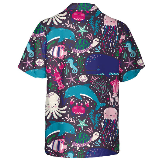 Iasc Créatúir Faoi Uisce Cartún Patrún sceireacha Coiréil Feamainn Léine Haváís, Bronntanas Léine Haváís, Bronntanas Nollag