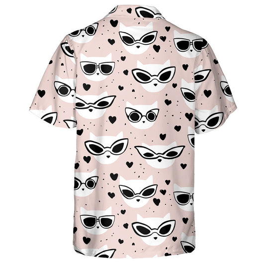 Hand Drawn Doodle Fashion Cats In Glasses Hawaiian Shirt, Hawaiian Shirt Gift, Christmas Gift