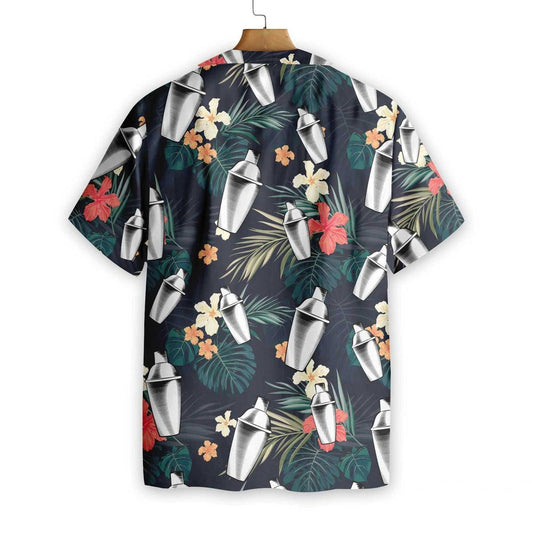 Tropical Pattern Bartender Hibiscus And Leaf Hawaiian Shirt,Hawaiian Shirt Gift, Christmas Gift