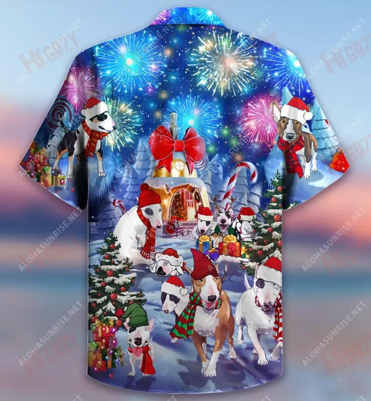 Bull Terrier Christmas Short Short Sleeve Shirt Summer Aloha Shirt Best Hawaiian Shirts Hawaiian Shirt Pattern,Hawaiian Shirt Gift, Christmas Gift