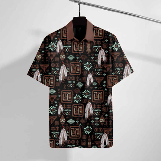 Native Feather On Black Background Design Hawaiian Shirt,Hawaiian Shirt Gift, Christmas Gift