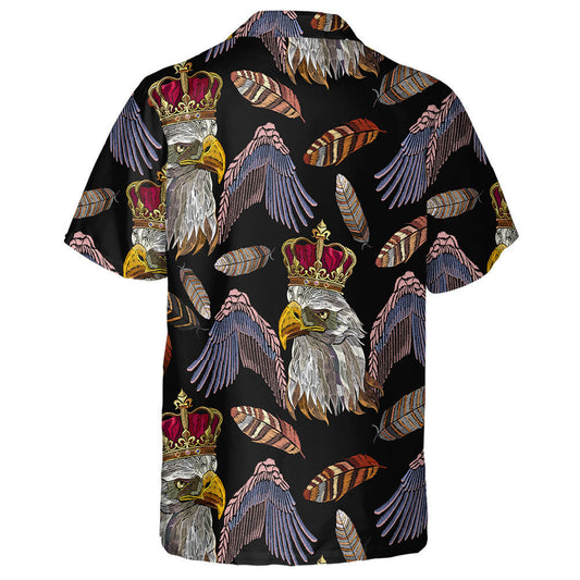 Embroidery Head Eagle Wings And Feather Hawaiian Shirt,Hawaiian Shirt Gift, Christmas Gift