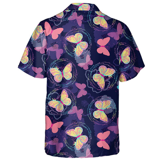 Bright Butterflies On Magic Circled Colorful Hawaiian Shirt, Hawaiian Shirt Gift, Christmas Gift