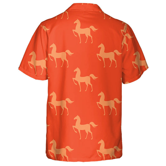 Colorful Yellow Horse On Orange Background Hawaiian Shirt,Hawaiian Shirt Gift, Christmas Gift