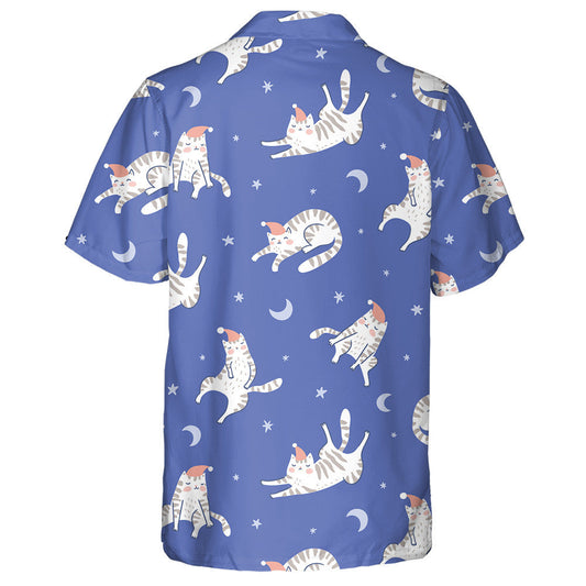 Sleeping Cats In The Blue Night Starry Sky Hawaiian Shirt, Hawaiian Shirt Gift, Christmas Gift