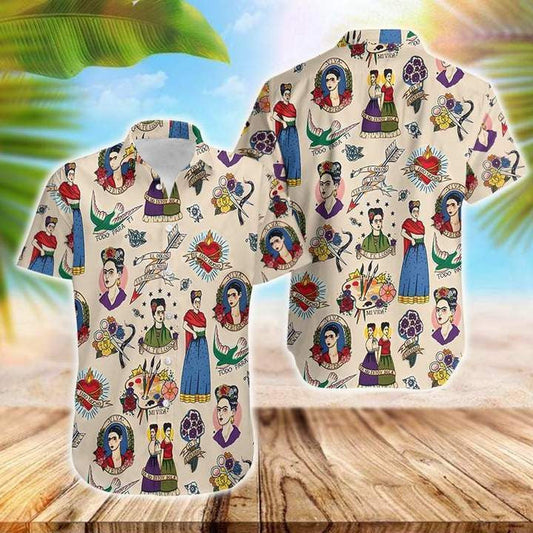 Mexican Girl Crazy Background Design Hawaiian Shirt,Hawaiian Shirt Gift, Christmas Gift