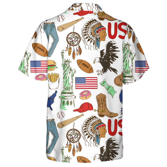 Siombalachas Sceitse Dathúil Spraoi Mheiriceá ar Chúlra Bán Léine Haváís, Bronntanas Léine Haváíais, Bronntanas Nollag